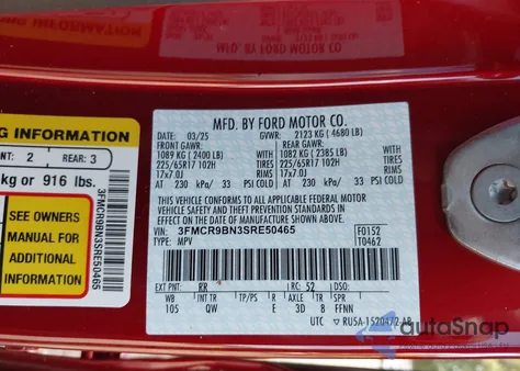 2025 Ford Bronco Sport Big Bend z USA, uszkodzony, nr VIN 3FMCR9BN3SRE50465